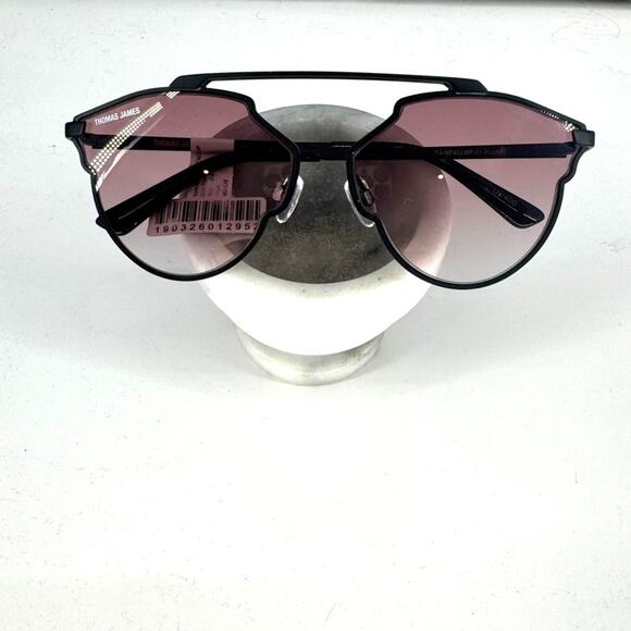 Thomas James LA Scallop Sunglasses Festival Metal Wire Frame Pink Rose Lens - Picture 1 of 3